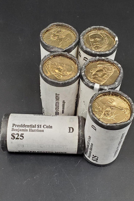 2012 D Benjamin Harrison Presidential Dollar US Mint Roll of 25 Coins Uncirculated Unopened (head or Tail)