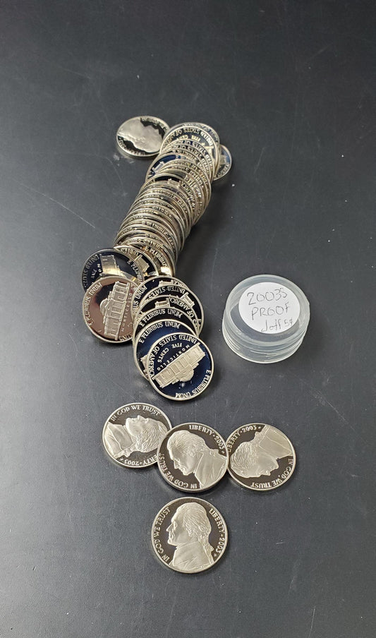 2003 S Proof Jefferson Nickel Roll 40 Coins Uncirculated