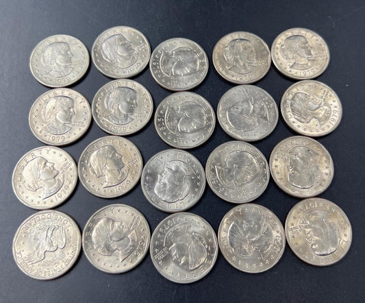 Roll of 20 1979 S 1 One Dollar SBA Susan B Anthony BU UNC Dollar Coins