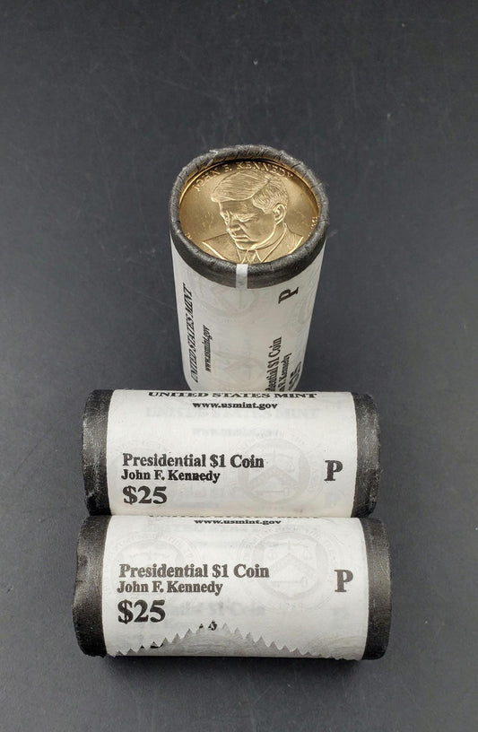 2015 P John F Kennedy Presidential Dollar US Mint Roll of 25 Coins Uncirculated Unopened HEAD or TAIL