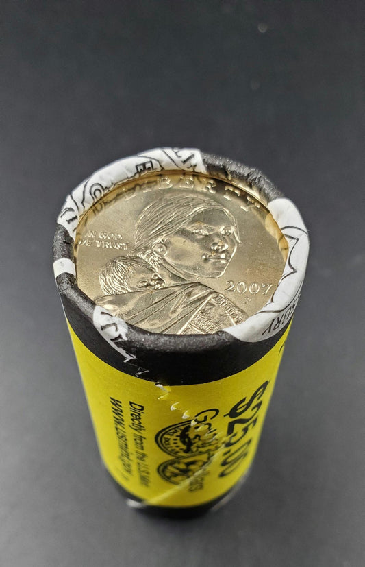 2007 P Sacagawea Native Dollar 25 Coin BU Uncirculated OBW US Mint Wrapped Roll (Tail or Head)