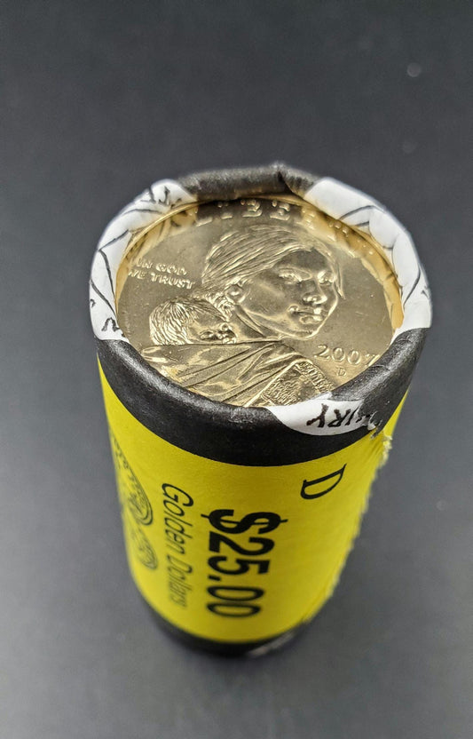 2007 D Sacagawea Native Dollar 25 Coin BU Uncirculated OBW US Mint Wrapped Roll (Tail or Head)