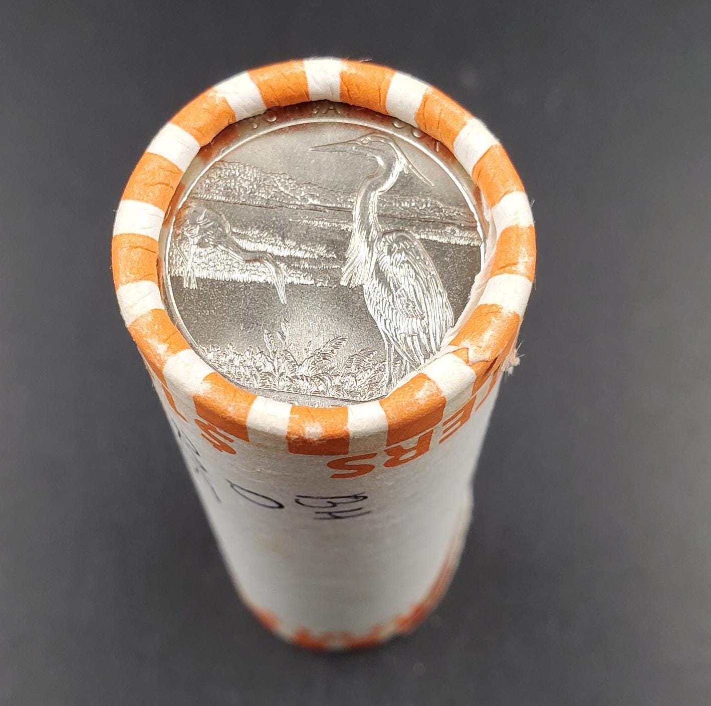 1 Unopened Bank Uncirculated Roll 2015 D Bombay Hook (Delaware) " America the Beautiful " Quarters OBW]