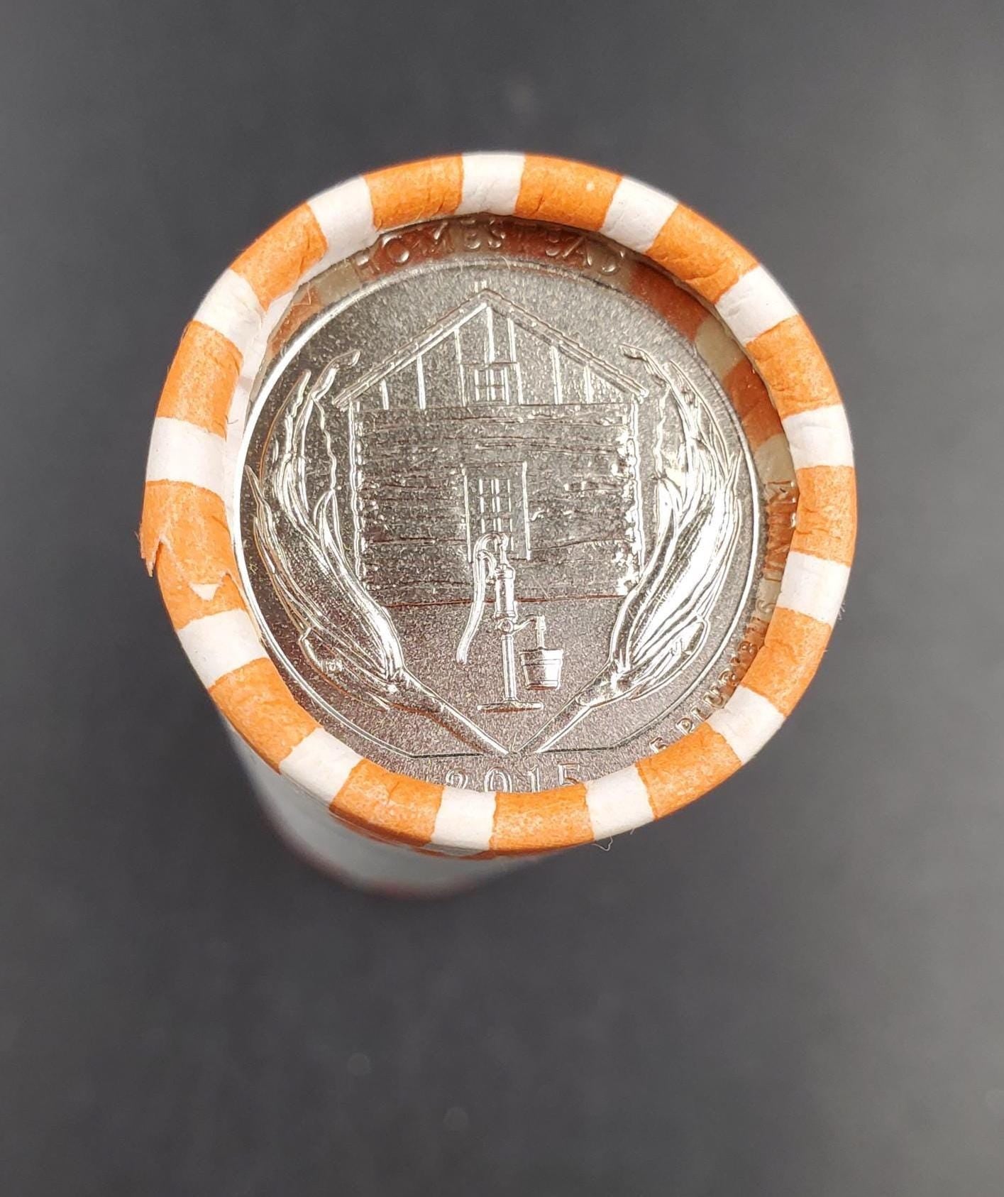 1 Unopened Bank Uncirculated Roll 2015 D Homestead (Nebraska) " America the Beautiful " Quarters OBW