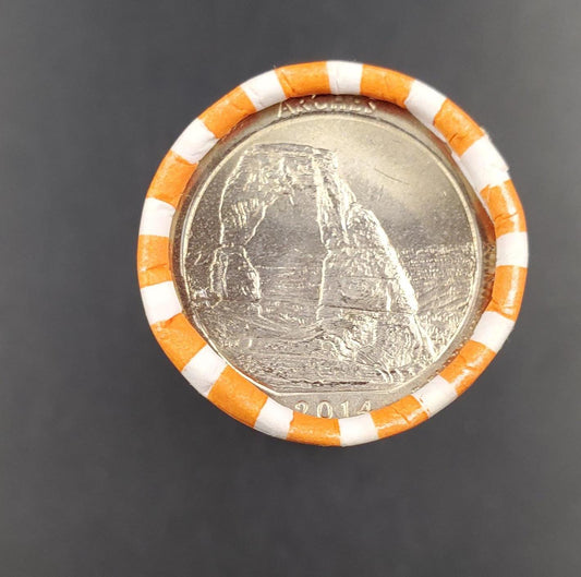 1 Unopened Bank Uncirculated Roll 2014 P Arches Nat. Park (Utah)" America the Beautiful " Quarters OBW