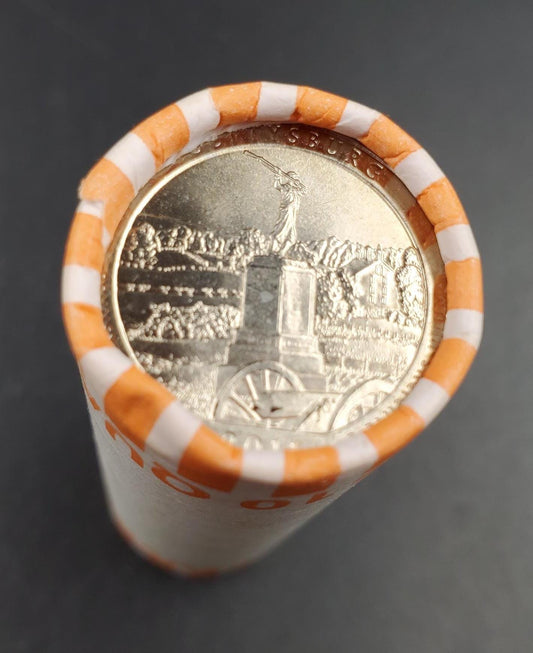 1 Unopened Bank Uncirculated Roll 2011 P Gettysburg(Pennsylvania) " America the Beautiful " Quarters OBW