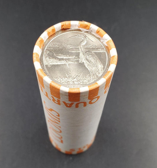1 Unopened Bank Uncirculated Roll 2015 P Bombay Hook (Delaware) " America the Beautiful " Quarters OBW]