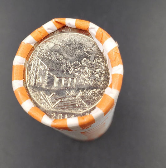 1 Unopened Bank Uncirculated Roll 2014 P Great Smoky Mt. (TN)" America the Beautiful " Quarters OBW