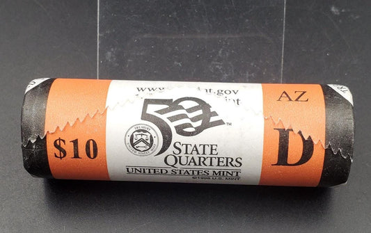 1 Unopened US Mint Uncirculated Roll 2008 D Arizona Statehood Quarters OBW 40 coins