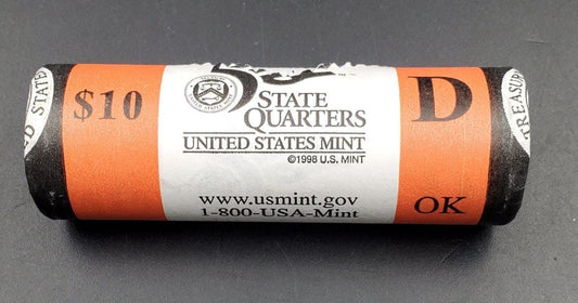 1 Unopened US Mint Uncirculated Roll 2008 D Oklahoma Statehood Quarters OBW 40 coins