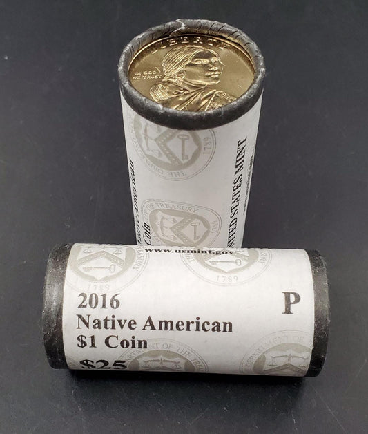 2016 P Sacagawea Native American Dollar 25 Coin OBW US Mint Wrapped Roll (Tail or Head)