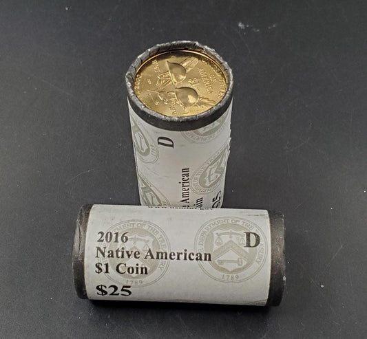 2016 D Sacagawea Native Dollar 25 Coin OBW US Mint Wrapped Roll (Tail or Head)