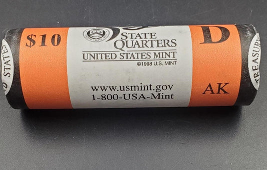 1 Unopened US Mint Uncirculated Roll 2008 D Alaska Statehood Quarters OBW 40 coins