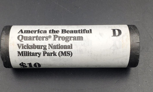 1 Unopened US Mint Roll 2011 D Vicksburg Nat. Military Park (MS) " America the Beautiful " Quarters OBW