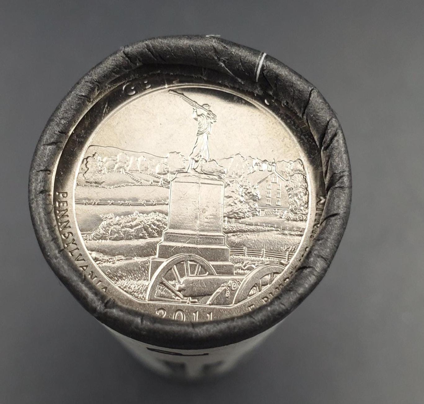 1 Unopened US Mint Roll 2011 P Gettysburg Nat. Military Park (PA) " America the Beautiful " Quarters OBW