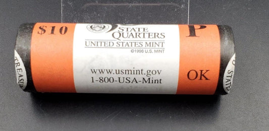 1 Unopened US Mint Uncirculated Roll 2008 P Oklahoma Statehood Quarters OBW 40 coins