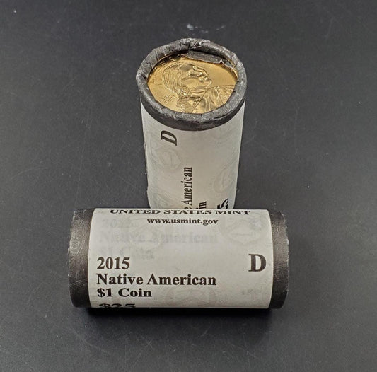 2015 D Sacagawea Native American Dollar 25 Coin OBW US Mint Wrapped Roll (Tail or Head)