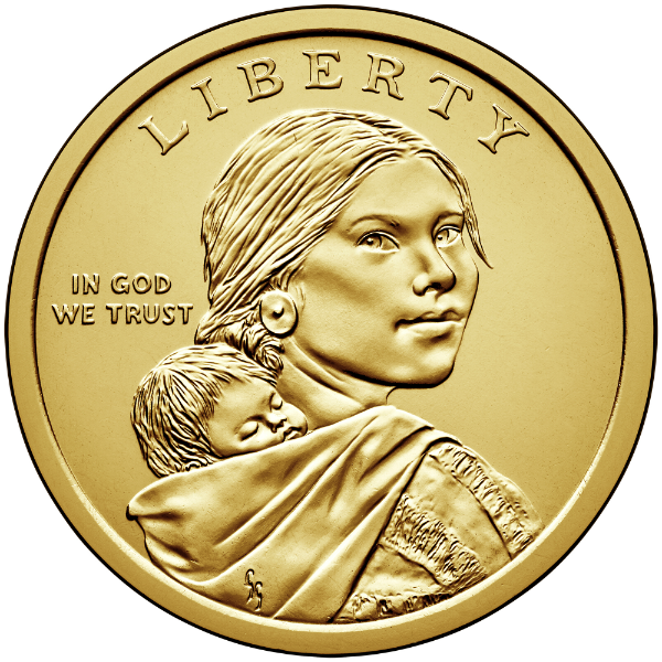2009 S $1 Native American (Three Sisters) Proof Brass "Golden" Dollar Coin