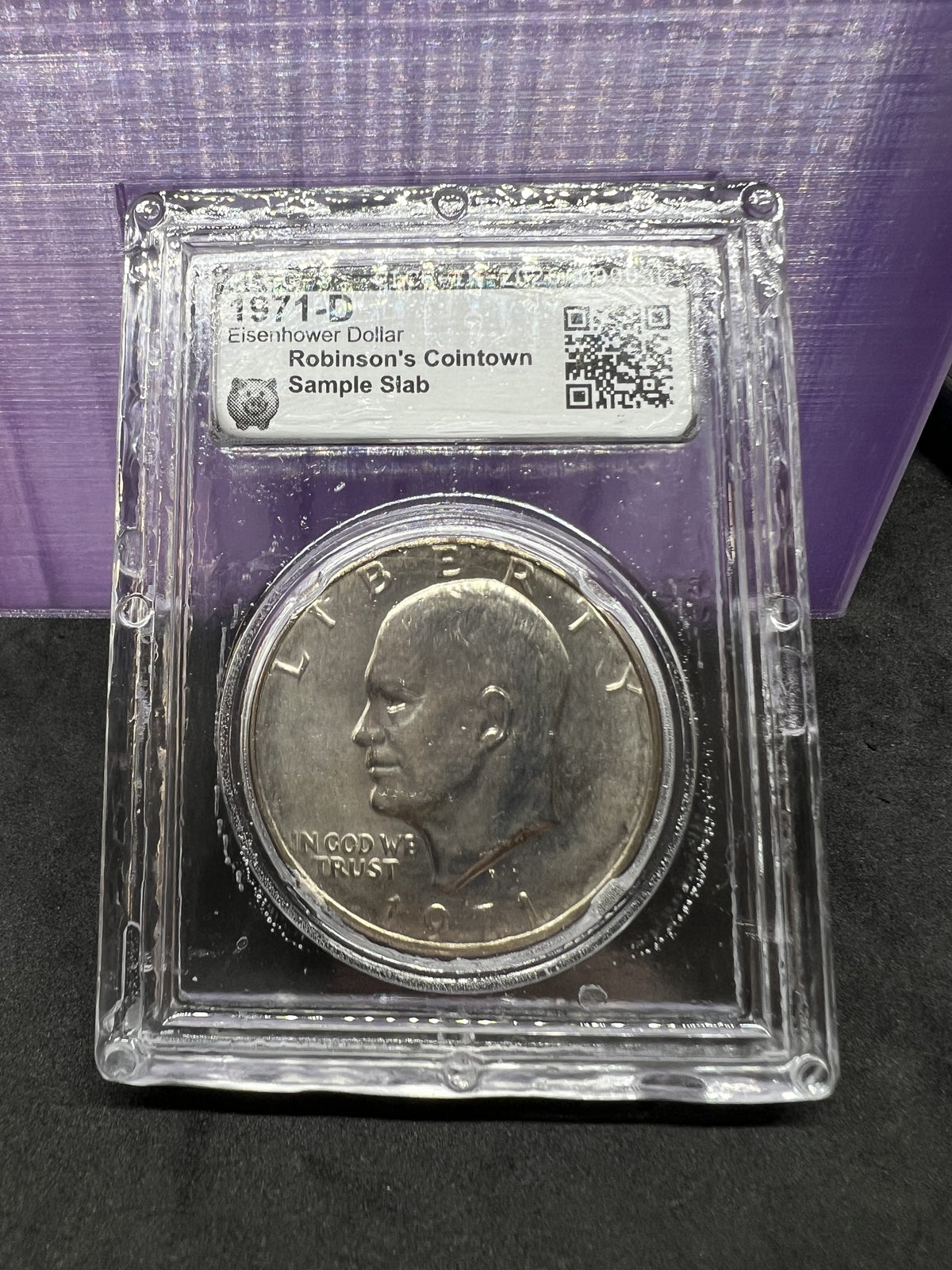 1971 D $1 Ike Eisenhower Dollar Coin CLCC Robinson's Cointown Sample Slab #30