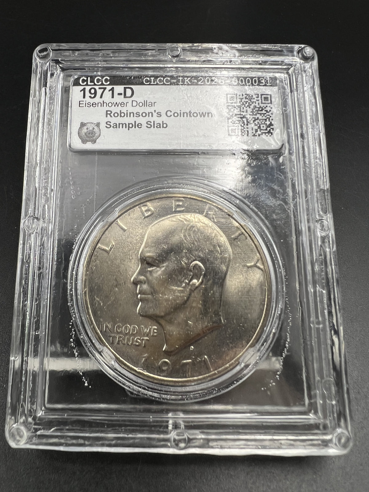 1971 D $1 Ike Eisenhower Dollar Coin CLCC Robinson's Cointown Sample Slab #31