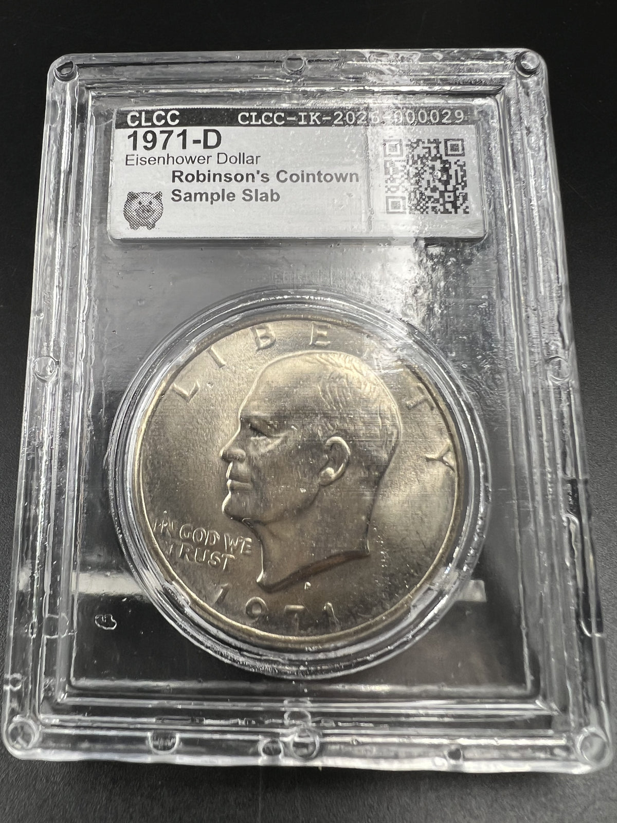 1971 D $1 Ike Eisenhower Dollar Coin CLCC Robinson's Cointown Sample Slab #29