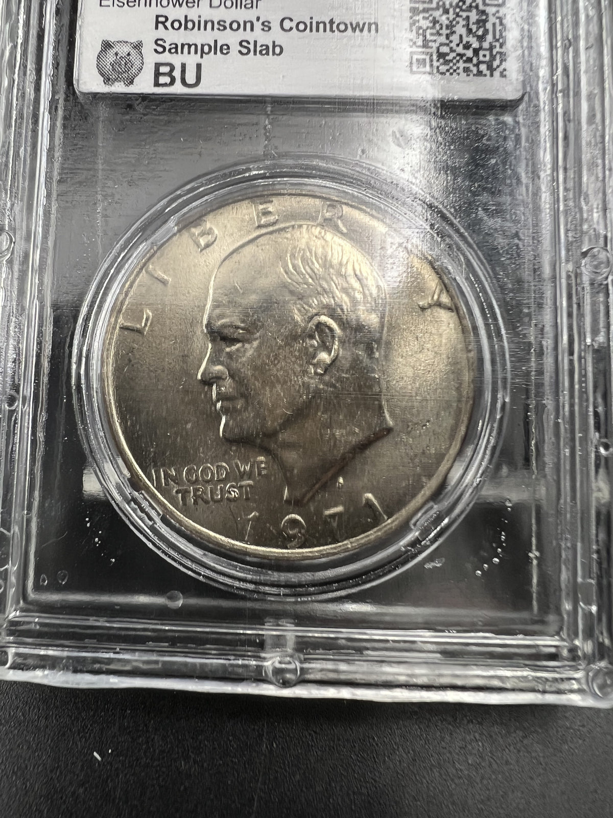 1971 D $1 Ike Eisenhower Dollar Coin CLCC BU Robinson's Cointown Sample Slab #25