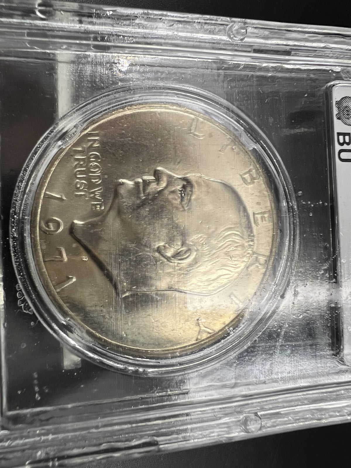 1971 D $1 Ike Eisenhower Dollar Coin CLCC BU Robinson's Cointown Sample Slab #26