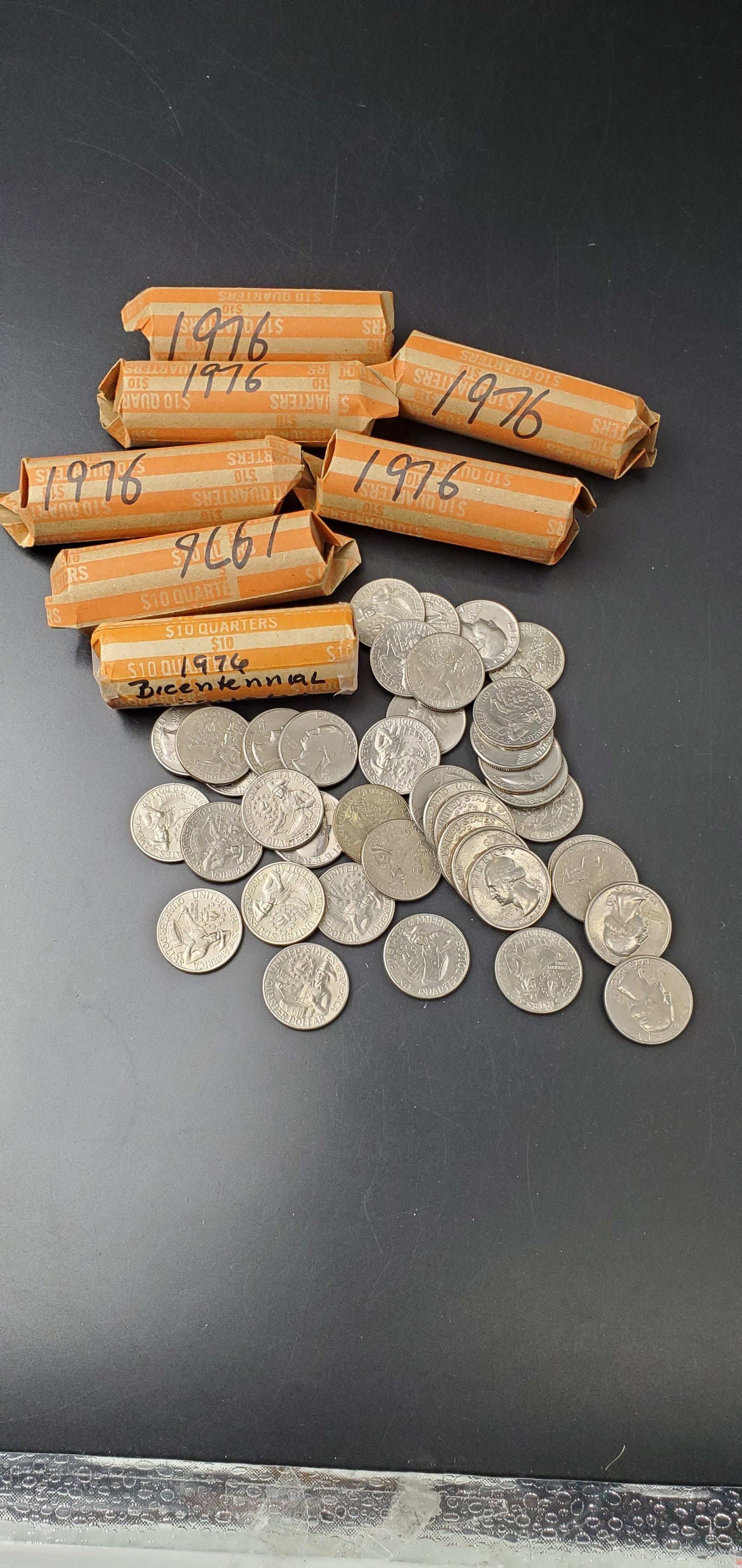 40 Coin 1976 25c Bicentennial Washington Quarter Roll Circulated