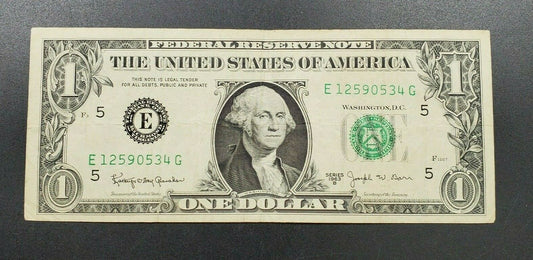 1963 B $1 Barr Signature Federal Reserve Note FRN Green Seal Circulated StockPic