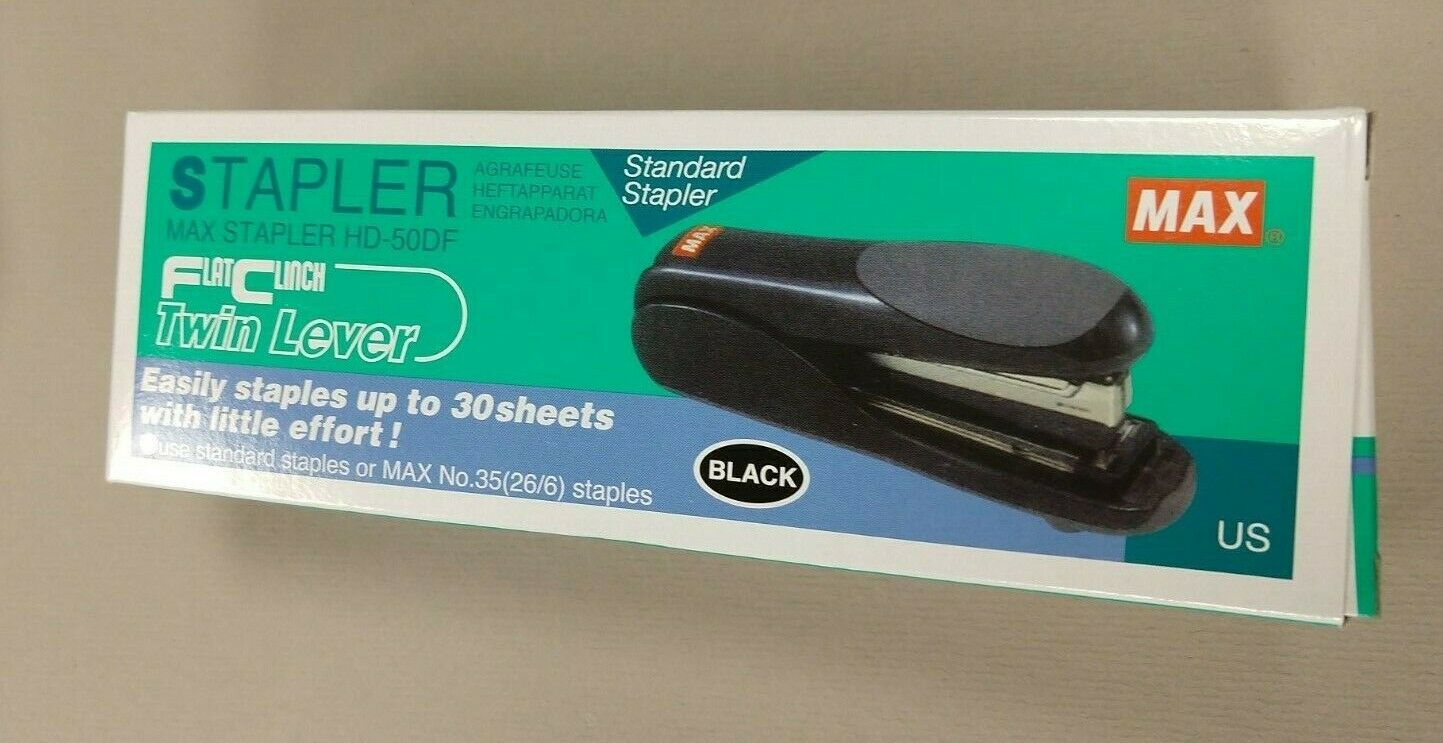 MAX HD-50DF TWIN LEVER FLAT CLINCH STAPLER FOR 2 X 2 COIN USA NEW FOR FLAT STAPL