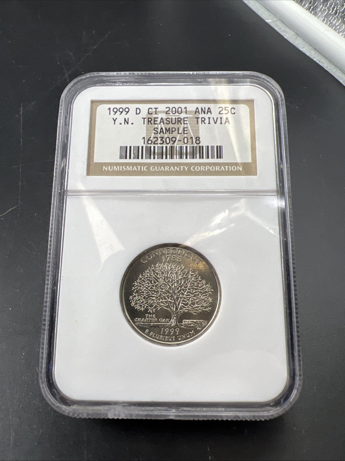 1999 D Connecticut State Quarter 25C YN TREASURE TRIVIA SAMPLE 2001 ANA