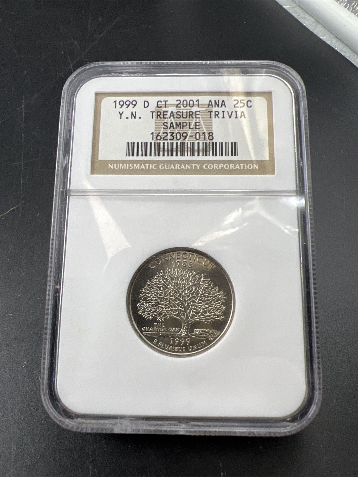 1999 D Connecticut State Quarter 25C YN TREASURE TRIVIA SAMPLE 2001 ANA