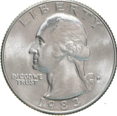 1983 D 25C  Washington Quarter Clad Single Coin BU UNC