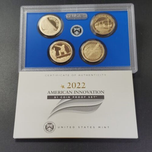 2022 AMERICAN INNOVATION Golden Brass DOLLAR PROOF SET 4 Coin OGP United States
