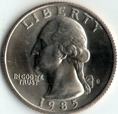 1985 D 25C Washington Quarter Clad Single Coin BU UNC