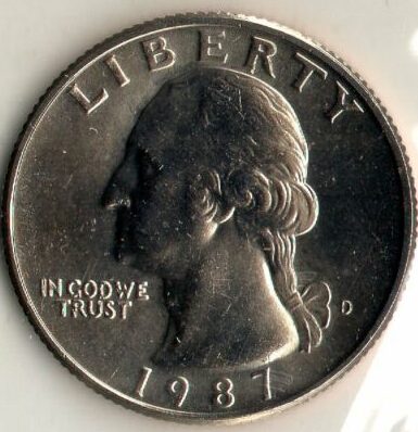1987 D 25C Washington Quarter Clad Single Coin BU UNC
