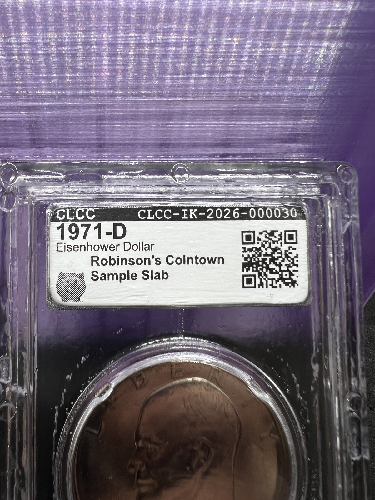1971 D $1 Ike Eisenhower Dollar Coin CLCC Robinson's Cointown Sample Slab #30