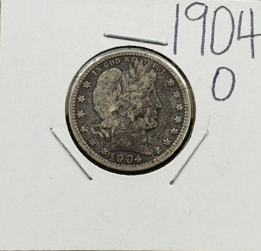 1904 O Barber Silver Quarter Coin FINE DETAILS Semi key Date