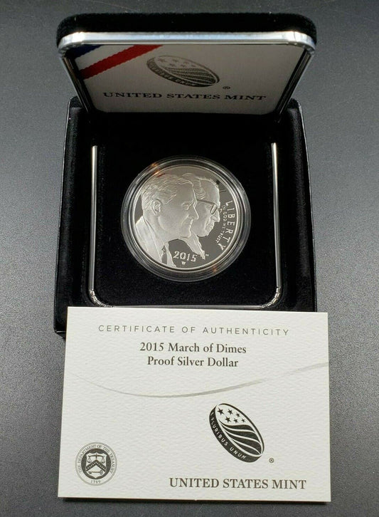 2015 March of Dimes Proof Silver $1 Dollar Commemorative Coin OGP Box COA