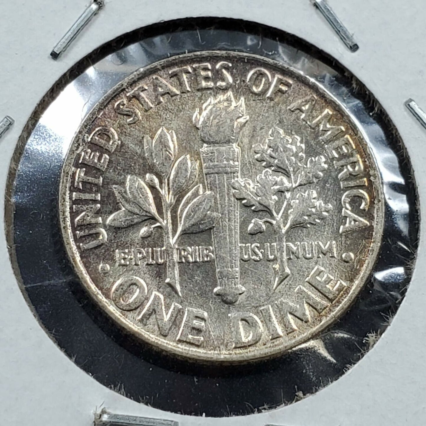 1960 P Roosevelt Silver Dime Coin AU About UNC Original PQ * Rainbow Toning