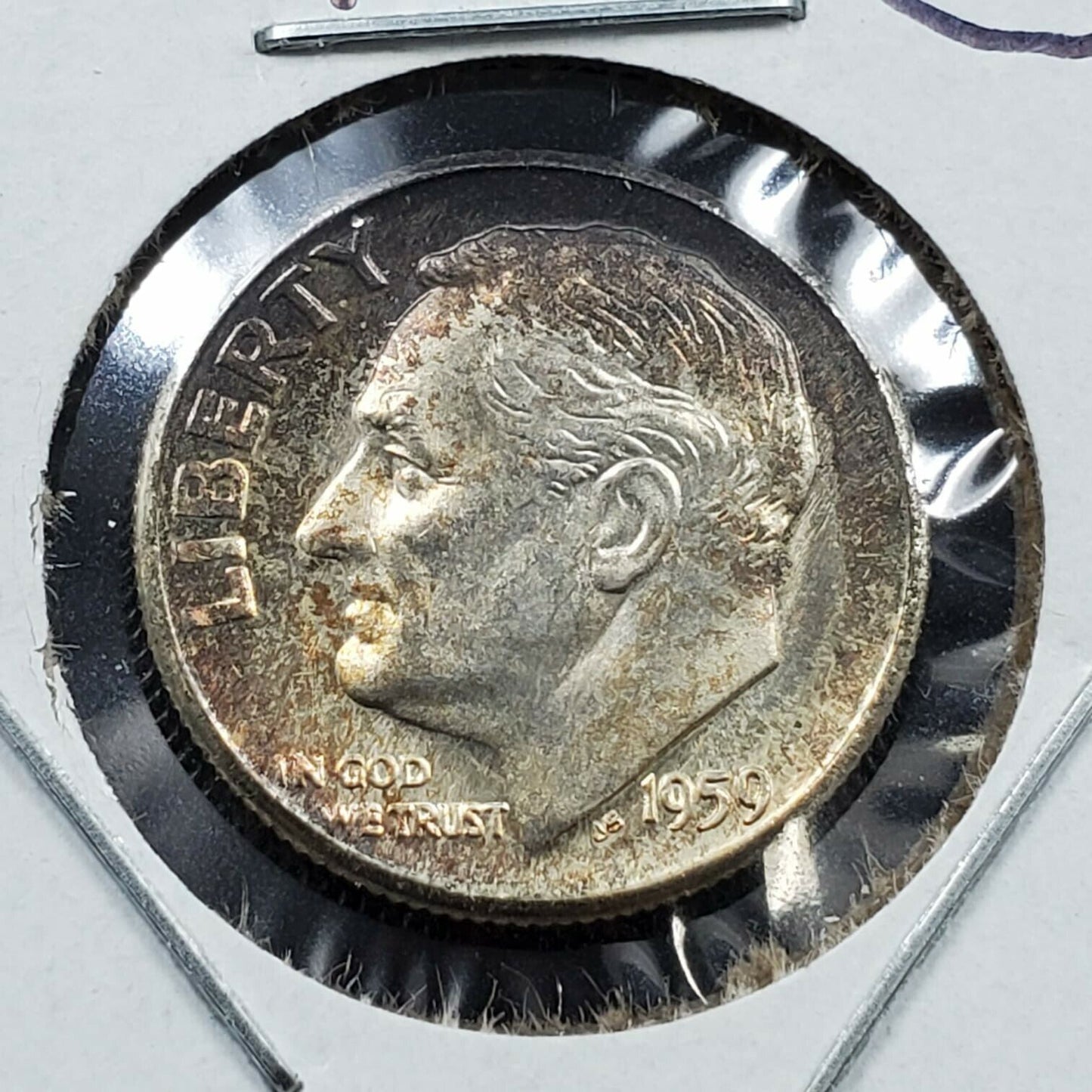 1959 P Roosevelt Silver Dime Uncirculated Neat Toning Toner
