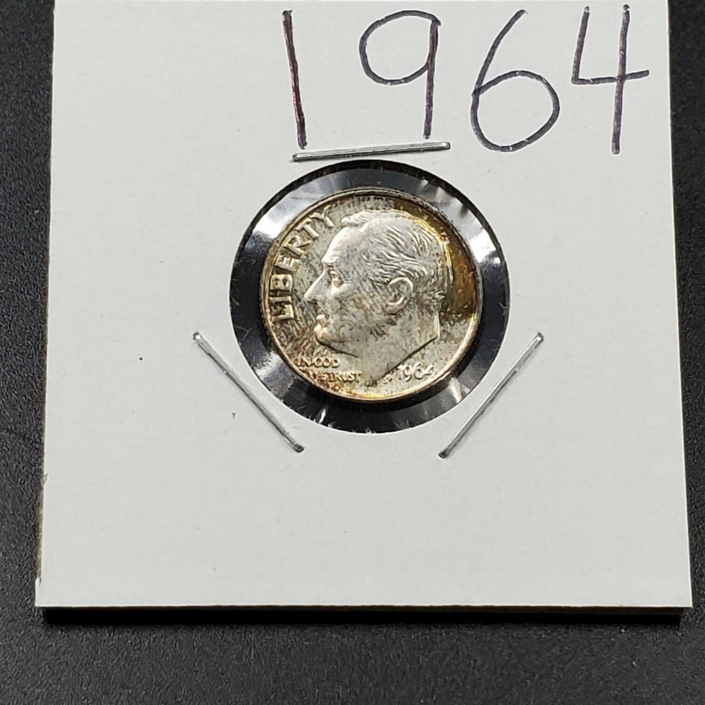 1964 P Roosevelt Silver Dime Uncirculated Neat Toning Toner