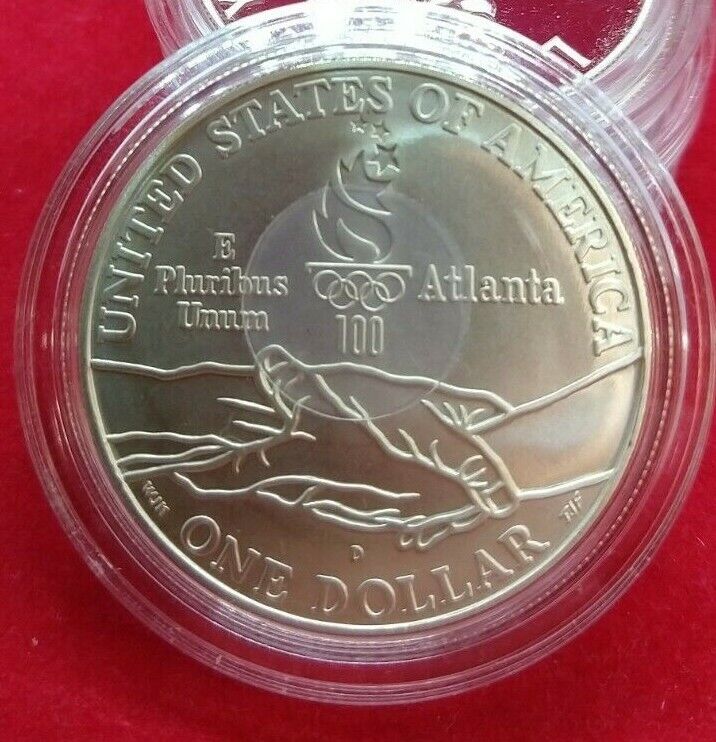 1995 D OLYMPIC TRACK AND FIELD ATLANTA SILVER DOLLAR BU UNCIRCULATED IN CAPSULE