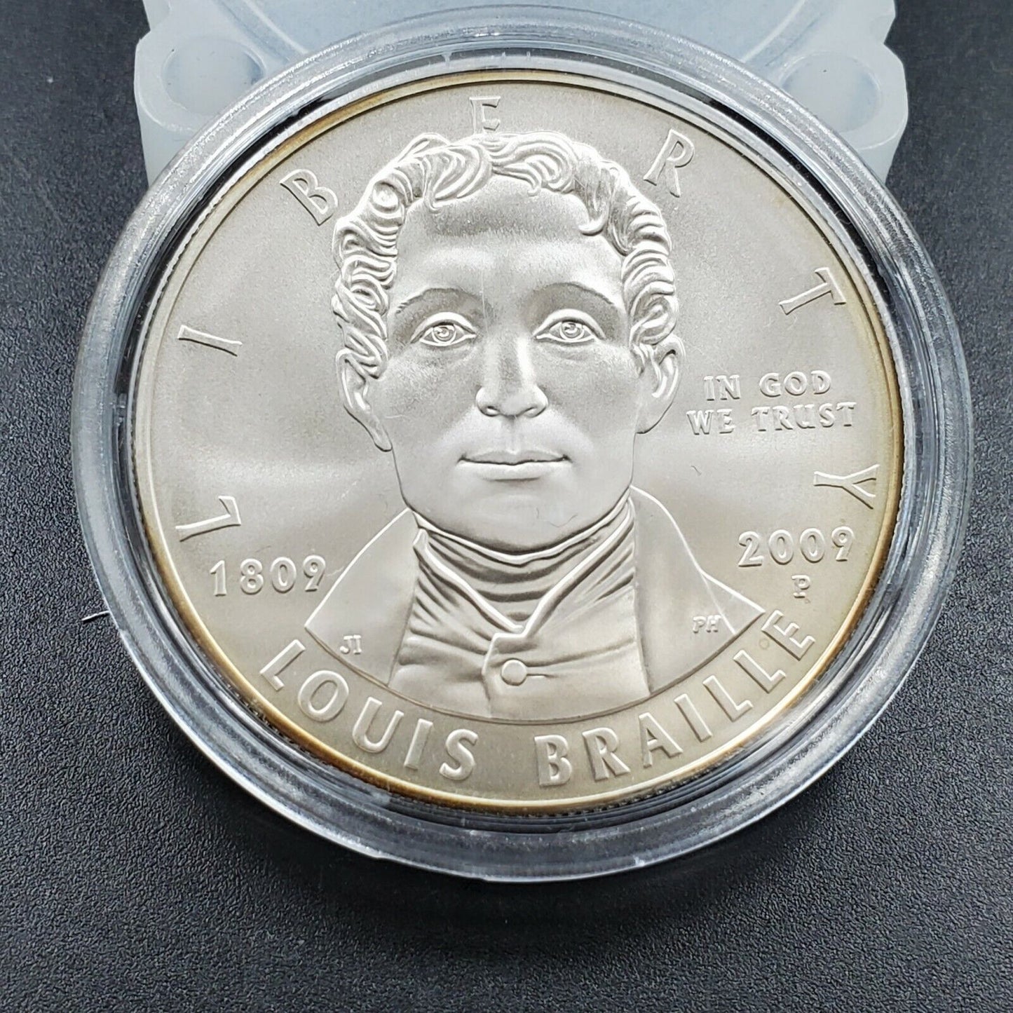 2009 P Louis Braille BU Silver Dollar Coin GEM BU UNC In Capsule Business Strik
