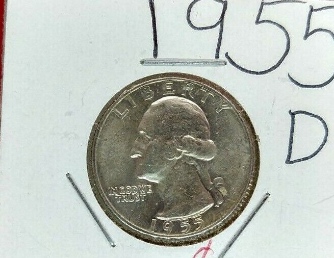 1955 D 25C Washington Quarter Silver Coin CHOICE BU UNCIRCULATED