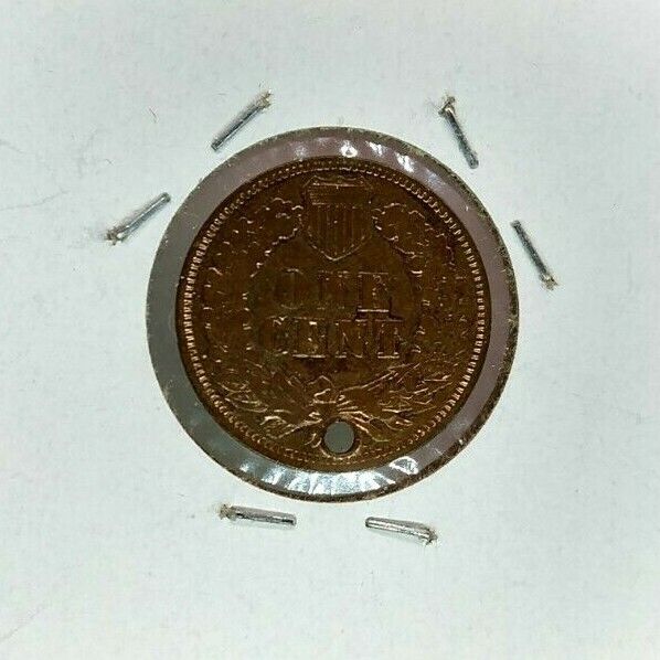 1874 P Indian Cent Penny Coin Holed F Details Jewelry Shiny Coin