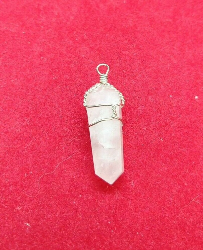 Natural Flourite Clear Quartz Crystal Point Obelisk Wand Healing Stone Pendant