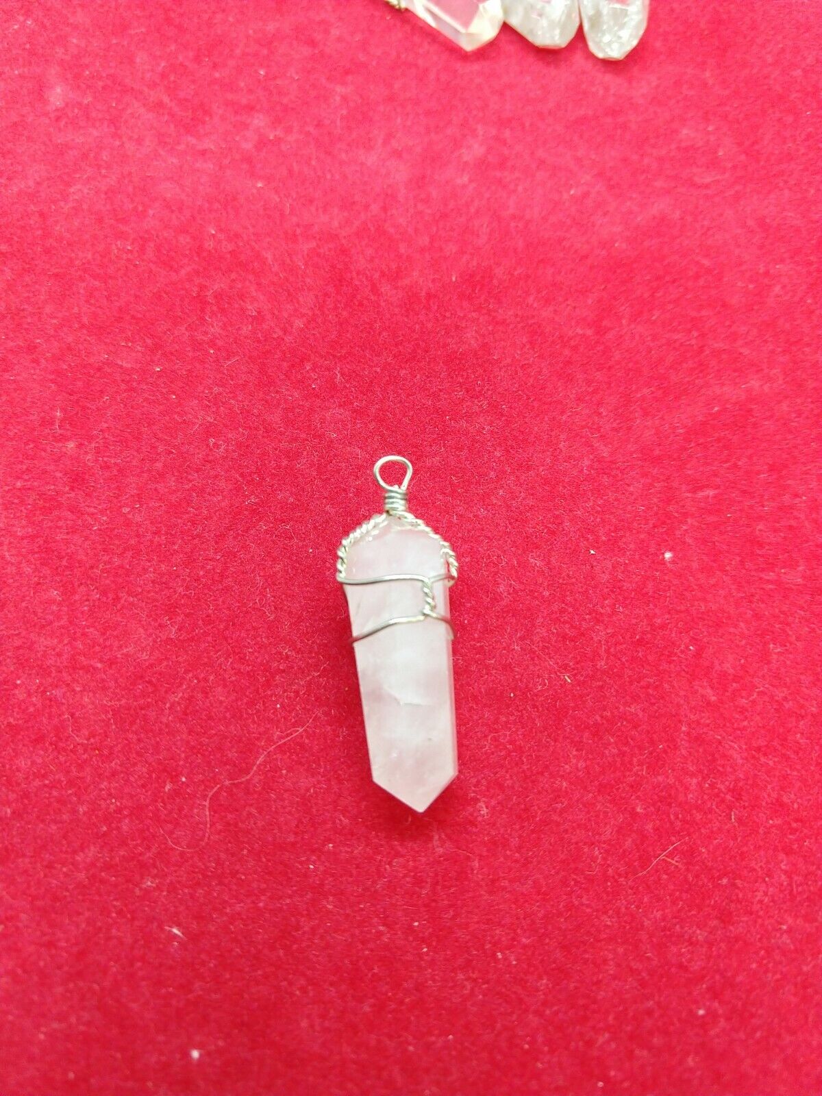 Natural Flourite Clear Quartz Crystal Point Obelisk Wand Healing Stone Pendant