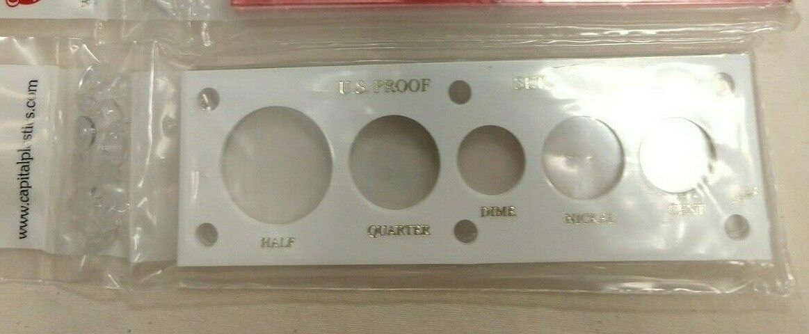 WHITE CAPITAL PLASTICS 5 COIN PROOF SET NEW SECURE PLASTIC HOLDER MADE IN USA