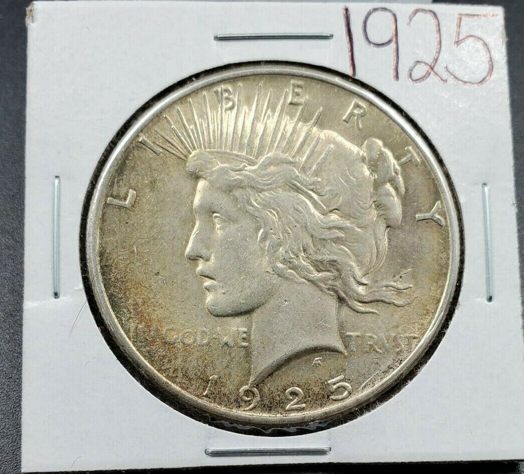 1925 P Peace 90% Silver Eagle Dollar Coin AU About UNC Circulated Neat Toning